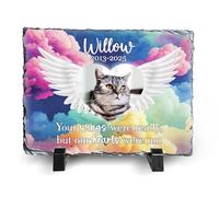 Spoilt Rotten Pets Natural Slate Plaque With Your Wings Were Ready But Our Hearts Were Not Memorial Angel Wings Design Personalised With Your Pets Photo, Name and Date