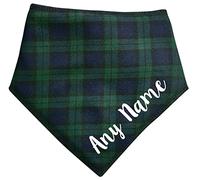 Spoilt Rotten Pets Personalised Blue Green Tartan Scottish Black Watch Kilting Design Bandana For Dogs & Cats (S3 Medium Dogs, Labs, Staffies & Springers)