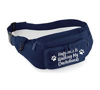 Spoilt Rotten Pets Personalised NAVY 'Happiness is Walking My...' Waist Bag, Belt Bag, Bum Bag, Hands Free Training Bag For Dog Walking
