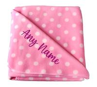 Spoilt Rotten Pets Pink & White Polka Dot Personalised Blanket Double Thickness UK Made Supersoft Fleece Fabric.Pet Blanket,For Cat Beds.Chair Covering Small Dogs So Soft, Cosy & Comfy