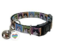 Spoilt Rotten Pets Pop Art Cat Collar & Matching Do Not Feed Microchip Tag UK Made Bell & Safety Buckle (Pop Art Cat)