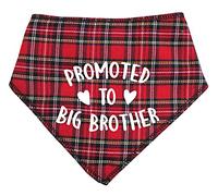 Spoilt Rotten Pets 'Promoted To Big Brother' Dog Bandana Red Royal Stewart Kilt Tartan Design New Baby Gender Reveal Pregnancy Baby Shower (S1 Tiny Dogs, Chihuahuas & Cats)