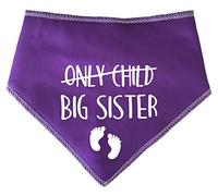 Spoilt Rotten Pets Purple Only Child Now Big Sister Dog Bandana - For Dogs Baby Showers & Announcement Gender Reveal (S3 Medium Dogs, Labs, Staffies & Springers)