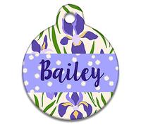 Spoilt Rotten Pets Purple Orchid Flowers Pet Identity Cat or Dog Tag Custom Printed with Your Dog or Cats Name & Contact Details
