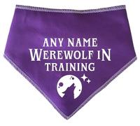 Spoilt Rotten Pets Purple 'Werewolf In Training' Personalise With Any Name Custom Dog Bandana Halloween Costume for Dogs (S4 Large Dogs, Bernese, GSD & St Bernard)
