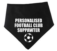 Spoilt Rotten Pets S1 Black Any Team Football Suppawter Personalised Any Local or Premier Team etc Dog Bandana (Size 1 Miniature Dogs, Dachshunds & Cats)