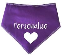 Spoilt Rotten Pets S1 Heart And Personalised Purple Dog Bandana Printed With Any Name or Wording And Cute A Love Heart Motif (S1 Tiny Dogs, Chihuahuas & Cats)