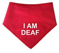 Spoilt Rotten Pets S1 RED I AM DEAF Dog Bandana. Warning Alert Dog Bandana For Dogs With Impaired Or Total Loss of Hearing Suitable For Miniature Dogs, Dachshunds & Cats
