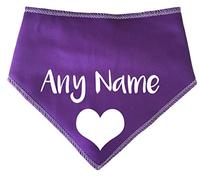 Spoilt Rotten Pets S2 Heart And Personalised Purple Dog Bandana Printed With Any Name or Wording And Cute A Love Heart Motif (S2 Small Dogs Terrier, Shih-Tzu & Cockers)