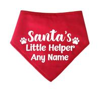 Spoilt Rotten Pets S2 Red 'Santa's Little Helper' Personalised With Any Name Dog Bandana For Dogs & Cats (S2 Small Dogs Terrier, Shih-Tzu & Cockers)