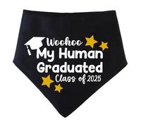 Spoilt Rotten Pets S2 Woo Hoo My Human Graduated Dog Bandana University Gown & Hat Celebration Ceremony Scarf for Dogs (S2 Small Dogs Terrier, Shih-Tzu & Cockers)