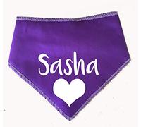 Spoilt Rotten Pets S3 Heart And Personalised Purple Dog Bandana Printed With Any Name or Wording And Cute A Love Heart Motif (S3 Medium Dogs, Labs, Staffies & Springers)