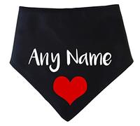 Spoilt Rotten Pets S4 Heart And Personalised Black Dog Bandana Printed With Any Name or Wording And Cute A Love Heart Motif (S4 Large Dogs Newfies, GSD & Chow Chow)