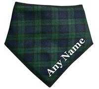 Spoilt Rotten Pets S4 Personalised Blue Green Tartan Scottish Black Watch Kilting Design Bandana For Dogs & Cats (S4 Large Dogs Newfies, GSD & Chow Chow)