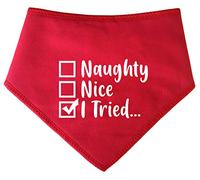 Spoilt Rotten Pets S4 Red Naughty Nice I Tried Cheeky Slogan Christmas Design Dog Bandana Christmas Xmas Noel (S4 Large Dogs Newfies, GSD & Chow Chow)