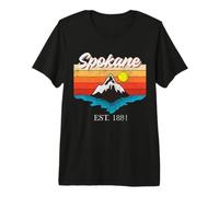 Spokane Mountain River Retro Sunset USA Trip Spokane Premium T-Shirt