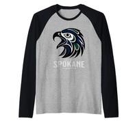 Spokane Washington Haida Eagle Canoe Tribal Raglan Baseball Tee