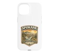 Spokane Washington Vintage River Falls Sunset Graphic Case for iPhone 15