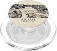 Spokane Washington Vintage Skyline Drawing PopSockets PopGrip for MagSafe