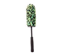 Spoke Access Brush 17.7in for Wheel Care, Plush Fiber Head, Black Handle, Storage Loop, and Narrow Channel Reach Wheel Care Brush Plush Fiber Spoke Channel Inner Access Handle Storage Loop Garage
