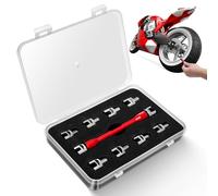 Spoke Wrench Motorcycle Spoke Spanner CNC Handle Motorbike Spoke Wrench Interchangeable Tips 5.0, 5.2, 5.4, 5.6, 5.8, 6.0, 6.2, 6.4, 6.6, 6.8 (C(red))