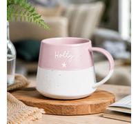 Spoken Gifts Personalised Name and Star Two Tone Stoneware Mug, Engraved in Flowing Script, 370ml Speckled Glaze Mug, Choose Your Colour, Made in the UK, Gift for Him or Her, New Job and Thank You