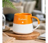 Spoken Gifts Personalised Name and Star Two Tone Stoneware Mug, Engraved in Flowing Script, 370ml Speckled Glaze Mug, Choose Your Colour, Made in the UK, Gift for Him or Her, New Job and Thank You