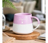 Spoken Gifts Personalised Name and Star Two Tone Stoneware Mug, Engraved in Flowing Script, 370ml Speckled Glaze Mug, Choose Your Colour, Made in the UK, Gift for Him or Her, New Job and Thank You