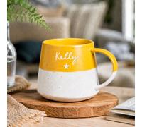 Spoken Gifts Personalised Name and Star Two Tone Stoneware Mug, Engraved in Flowing Script, 370ml Speckled Glaze Mug, Choose Your Colour, Made in the UK, Gift for Him or Her, New Job and Thank You