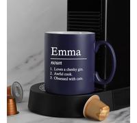 Spoken Gifts Personalised Name Definition Mug, Engraved with Any Name and Three Lines You Write Yourself, 11oz Ceramic Dictionary Mug, Choose Your Colour, Made in the UK, Funny Gift for Him or Her