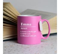 Spoken Gifts Personalised Name Definition Mug, Engraved with Any Name and Three Lines You Write Yourself, 11oz Ceramic Dictionary Mug, Choose Your Colour, Made in the UK, Funny Gift for Him or Her