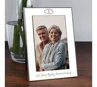 Spoken Gifts Personalised Ruby Wedding Anniversary Photo Frame, Engraved Silver Plated Portrait Frame with Your Own Wording, 4x6 or 5x7, Made in the UK