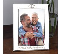 Spoken Gifts Personalised Ruby Wedding Anniversary Photo Frame, Engraved Silver Plated Portrait Frame with Your Own Wording, 4x6 or 5x7, Made in the UK