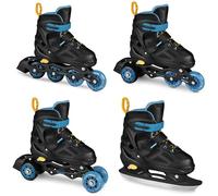 SPOKEY Quattro Set 4-in-1 Inline Skates / Triskates / Ice Skates Adjustable for Children and Teenagers | Inline Skates Convertible to Roller Skates | Sizes: 30-33, 34-37, 38-41