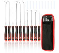 SPOKKI 10 Piece Precision Pick & Hook Set, Automotive Pick Tools with 1 Red Storage Bag and 10 Matching Protective Covers for Auto O-Ring, Seal and Gasket Removal, Mechanic Tool