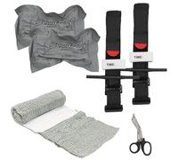 SPOKKI 2 Pack 6" Israeli Bandage, Vacuum Sterile Compression Bandages, Elastic Bandage with 2 Pack 95cm Tactical Tourniquets and Gauze Scissors for Emergency First Aid Battle Wound Care Self-Rescue