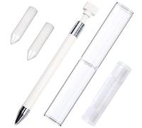 SPOKKI 2 Pcs Diamond Painting Pens with Wax, Refillable Wax Pen, Rotating Glue Point Drill Pen for Nail Art Rhinestones, Diamond Art Accessories and Tools, Quickly Pick Up Beads Gems (White)