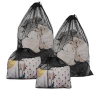 SPOKKI 4 Pcs Black Laundry Bags with Drawstring, 70x90cm Large Washing Net Bags for Laundry *2 + 20x30cm Mesh Laundry Bags *2, Heavy Duty Laundry Bag for Washing Machine