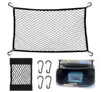 SPOKKI Black Cargo Net, 80 X 100 cm Cargo Net For Van, with 4 Carabiners, Expandable To 144 X 180 cm Cargo Netting, Suitable for Most Car Net Trunk Nets, Secure Luggage, Convenient Storage
