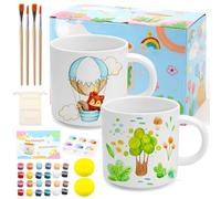 SPOKKI DIY Paint Your Own Mug Set, Pottery Painting Kit for Adults, Creative Ceramic Painting Kits Includes Mugs, Brushes, Paints, Brush, Sponge, Inspiration Guide and Bag, Personalised Gift for All