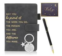SPOKKI Thank You Gifts Employee Appreciation Gift Inspirational A5 Notebook, Employee Appreciation Inspirational Notebook Leather + Pen + Keyring