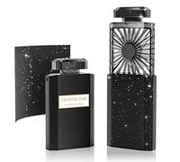 SPOLEY Mini Handheld Fan with Healing Crystal Stone & Aroma Therapy, Powerful Portable Hand Fan, USB Rechargeable 3 Speed, Pull-out of Desk Gifts for Outdoor Indoor - Diamond Black (PCXS-XFS)