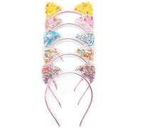 Spolife 5 Pcs Cat Ears Headband,Colorful Cat Ears Sequin Headbands,Glitter Metal Kitty Ears Headband Lovely Hair Accessories for Girls Daily Wear or Party Decorations (Cat ears2)