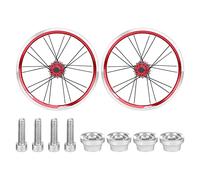 SPOMANN 16 Inch Folding Bike Disc Brake Wheel Set 5 Speed Front 2 Rear 4 Bearing V Brake Bike Rim Brake Wheelset (Red)