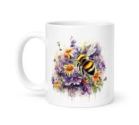 Spomo Bee and Floral Mug - Gift for Gardeners and Nature Lovers, Coffee Mug for Nature Enthusiasts, for UK Home and Garden