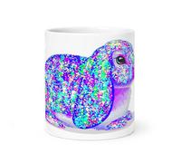 Spomo Colorful Speckled Bunny Illustration with Vibrant Multicolor dots and Whimsical Style Ceramic Mug Suitable for Animal Lovers and Unique Gift Ideas