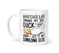 Spomo Cool Duck Wearing Sunglasses Relaxing Ceramic Mug Sarcastic Duck Quotes Funny Gifts for Men Women Her Him 11oz Ceramic Coffee Mug, 330ml
