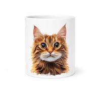 Spomo Ginger Tabby Cat Portrait Mug - Gift for Cat Lovers and Animal Enthusiasts - Coffee Mug for Pet Owners in The UK