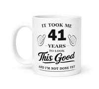 Spomo It Took Me 41 Years to Look This Good and I’m Not Done Yet, Birthday Gifts for Women Men, Novelty Idea for 41 Year Old, 11oz Ceramic Coffee Mug, 330ml