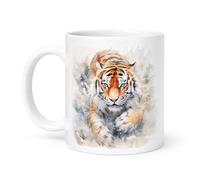 Spomo Majestic Tiger Watercolor Design Vibrant Colors Wildlife Illustration Ceramic Mug Gift for Nature and Animal Lovers
